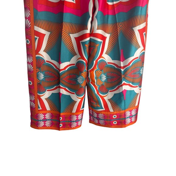 ZARA Wide-Leg Pants High Rise Small Multicolor Geometric Print Polyester - Picture 11 of 15